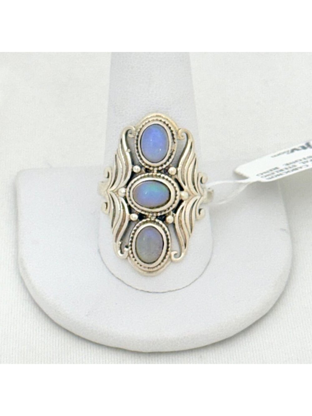 Sterling Silver Triple Opal Cabochon Ring Ornate Detailing Size 11.5 NWT JTV
